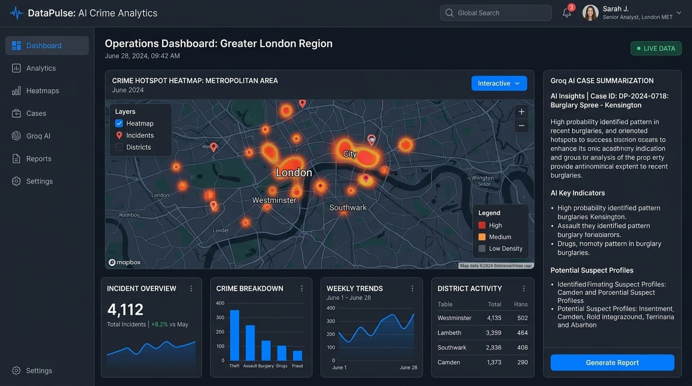 DataPulse — AI Crime Analytics & Spatial Intelligence Platform